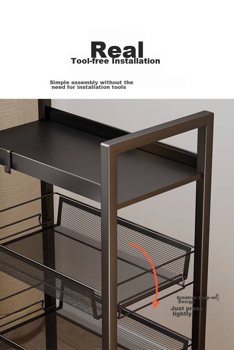 Этажерка Yicainianhua, 3 яруса, черная, 1059-BK