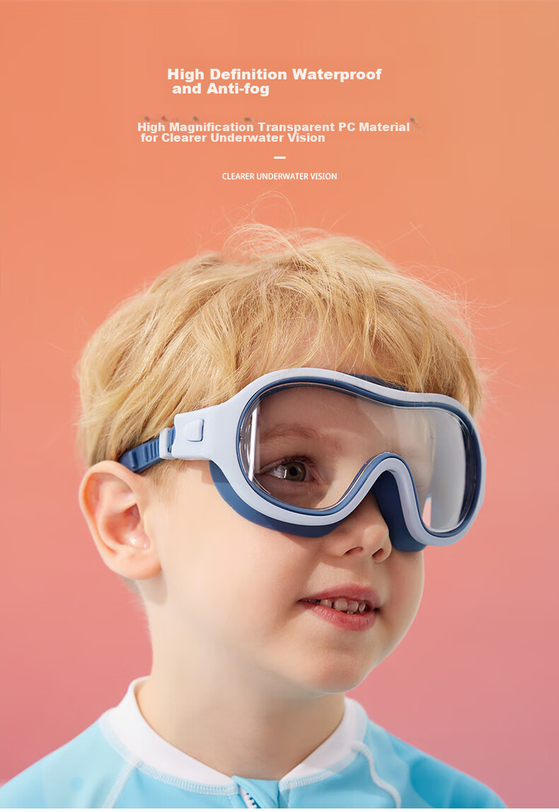 Детские очки для плавания WATERTIME, большие, водонепроницаемые, с защитой от запотевания, для девочек и мальчиков, розовые