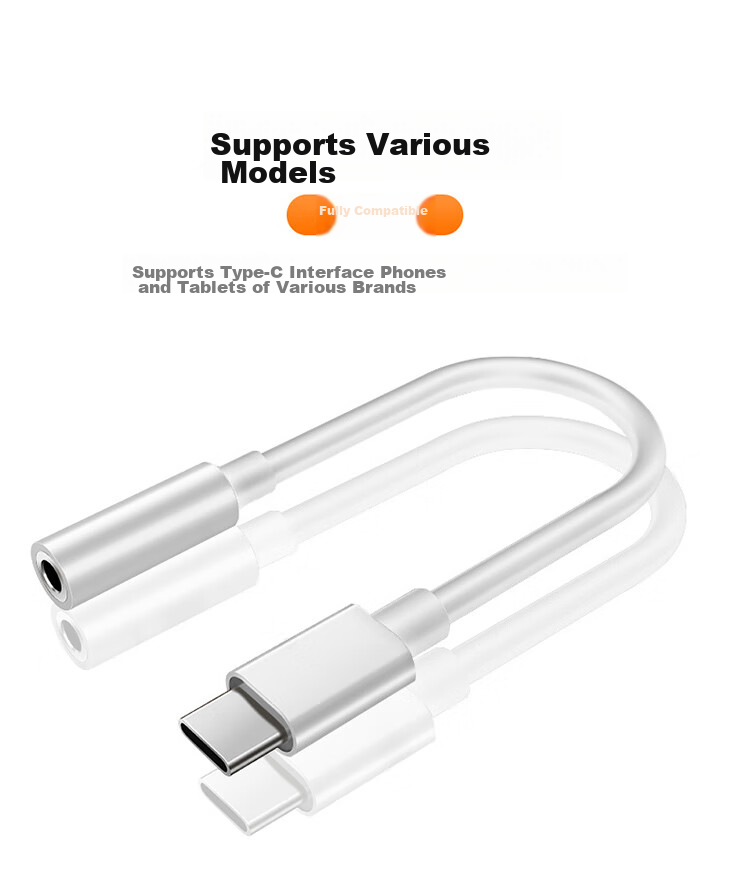 Переходник Stiger Type-C на 3.5 мм аудио, белый, для Xiaomi, Huawei, OnePlus