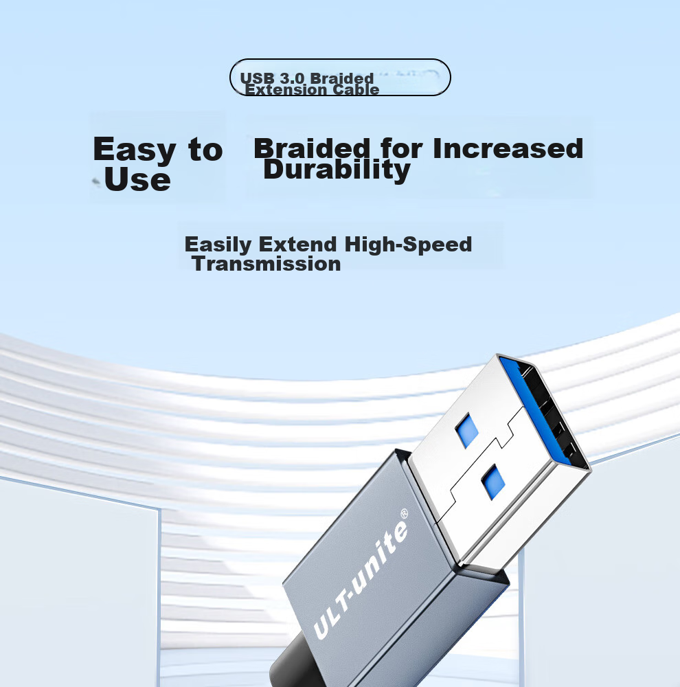 Кабель-удлинитель ULT-unite USB 3.0 AM/AF, 1 метр, алюминиевый корпус, плетеный