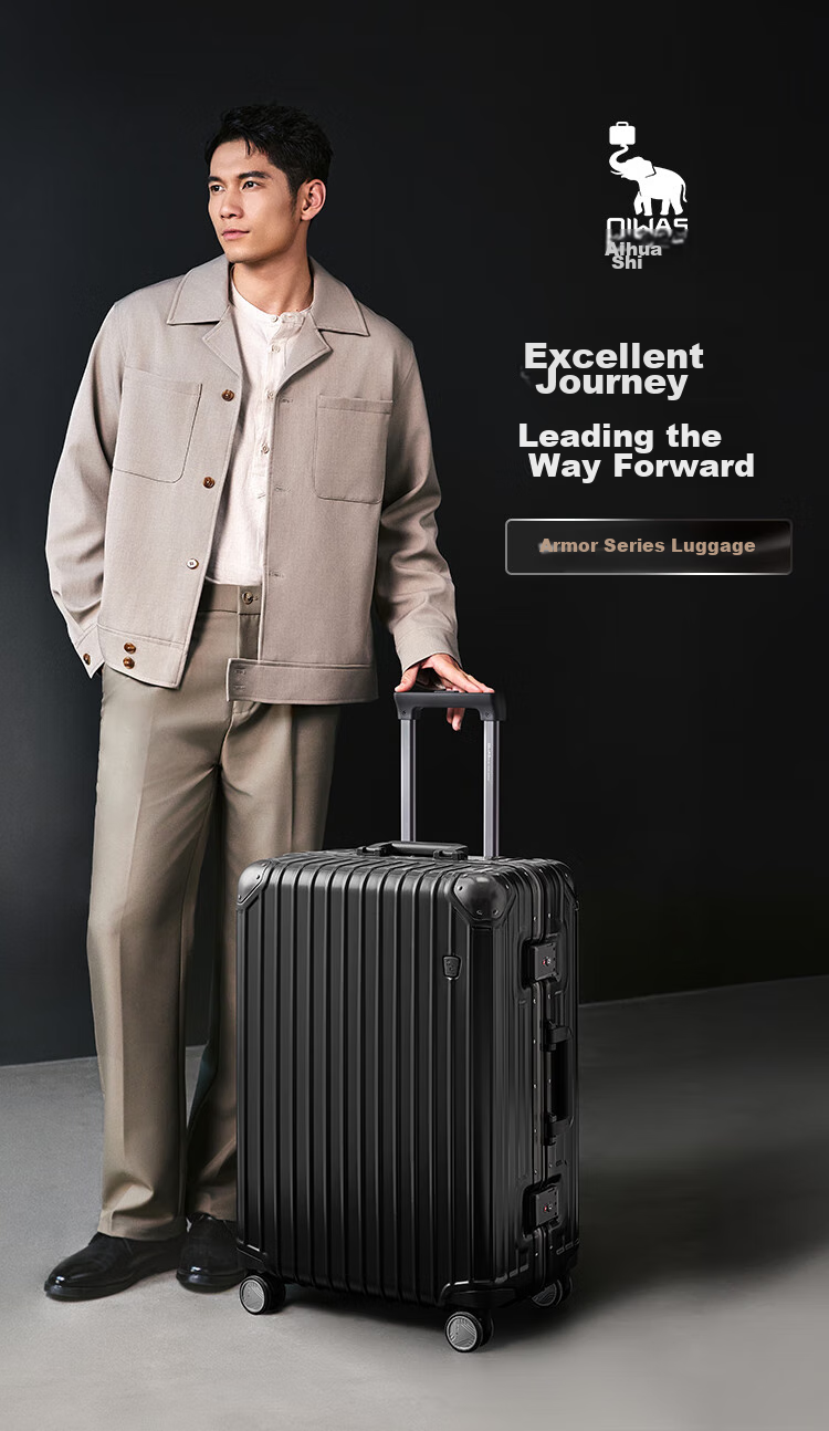 Чемодан OIWAS Armor Suitcase, 20-дюймовый мужской чемодан на колесиках, дорожный чемодан ручной клади, чемодан с алюминиевой рамой, женский чемодан с кодовым замком, серебристый
