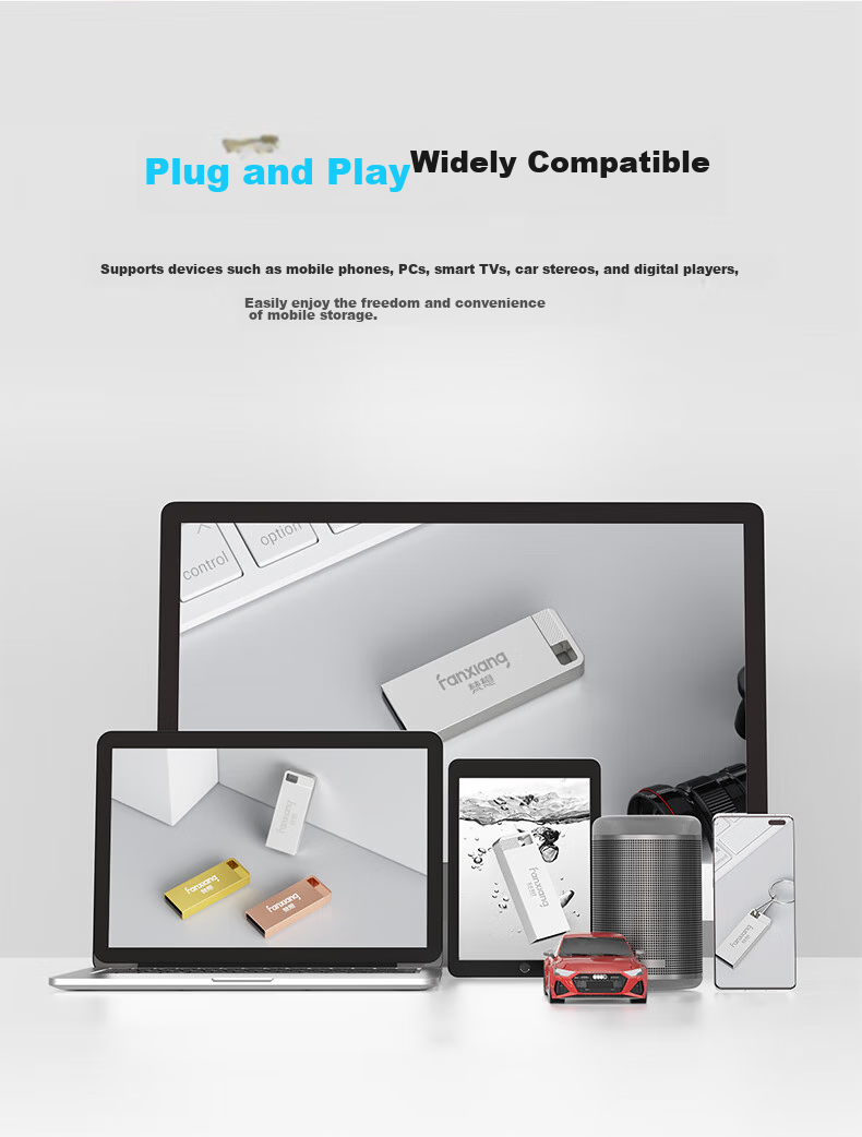 USB-флеш-накопитель FANXIANG F206, 512 МБ, USB 2.0, металлический корпус, водонепроницаемый, противоударный, серебристый