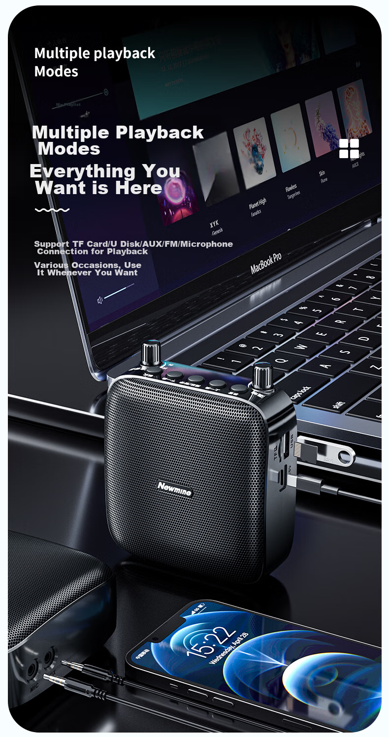 Портативная акустика Newmine U-103, мини-колонка с Bluetooth, 15 Вт, для учителей, туров, усиленный звук, с микрофоном