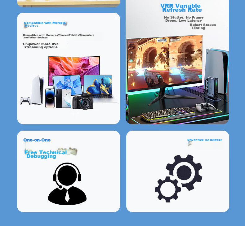 Acasis VC-018Max - Вертикальная HDMI карта захвата 4K 60 Гц с аудиовходом, алюминиевый сплав, RGB подсветка, USB Type-C