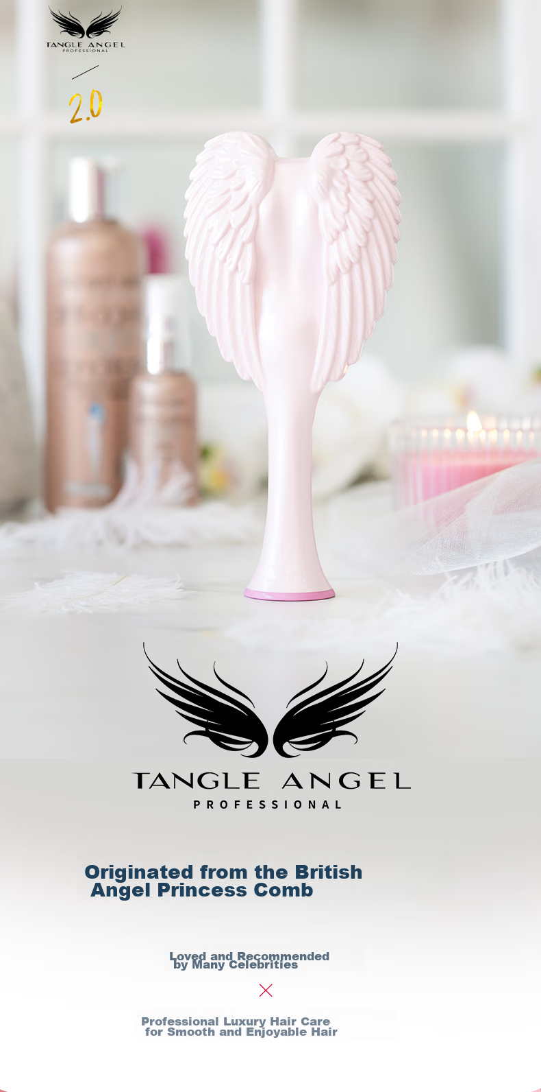 Расческа Tangle Angel, массажная, для укладки, для девочек, подарок на день рождения, цвет Вишневый цветущий персик