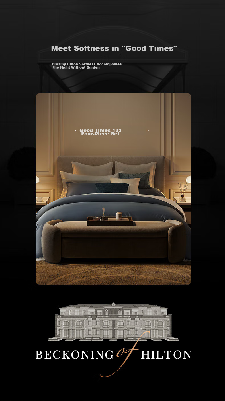 Комплект постельного белья Canasin "Hilton La Belle Epoque 133", 4 предмета, 60 нитей, хлопок, розово-серый, для кровати 1.8 метра
