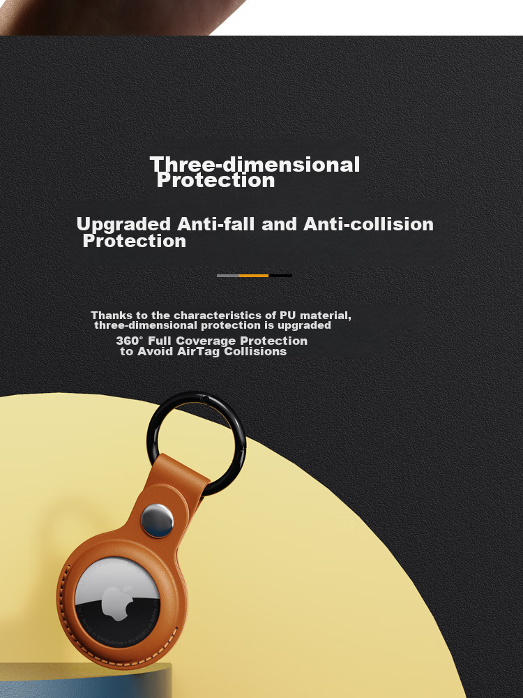 Защитный чехол ESCAPE для Apple AirTag, из искусственной кожи, с брелоком, для защиты от потери, противоударный, элегантный черный
