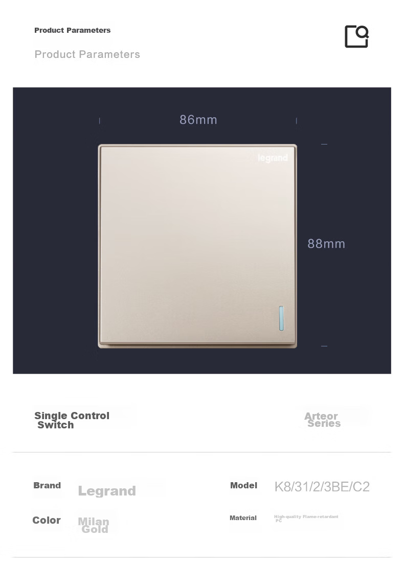 LEGRAND Накладная панель для розеток и выключателей Shidian Milan Gold, без рамки, тип 86, двойной выключатель, одинарное управление