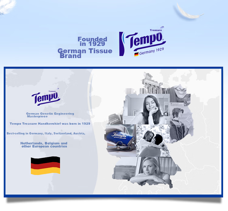 Туалетная бумага TEMPO Yibo's Choice, 4-слойная, 160г/рулон, 16 рулонов, без отдушек, с перфорацией