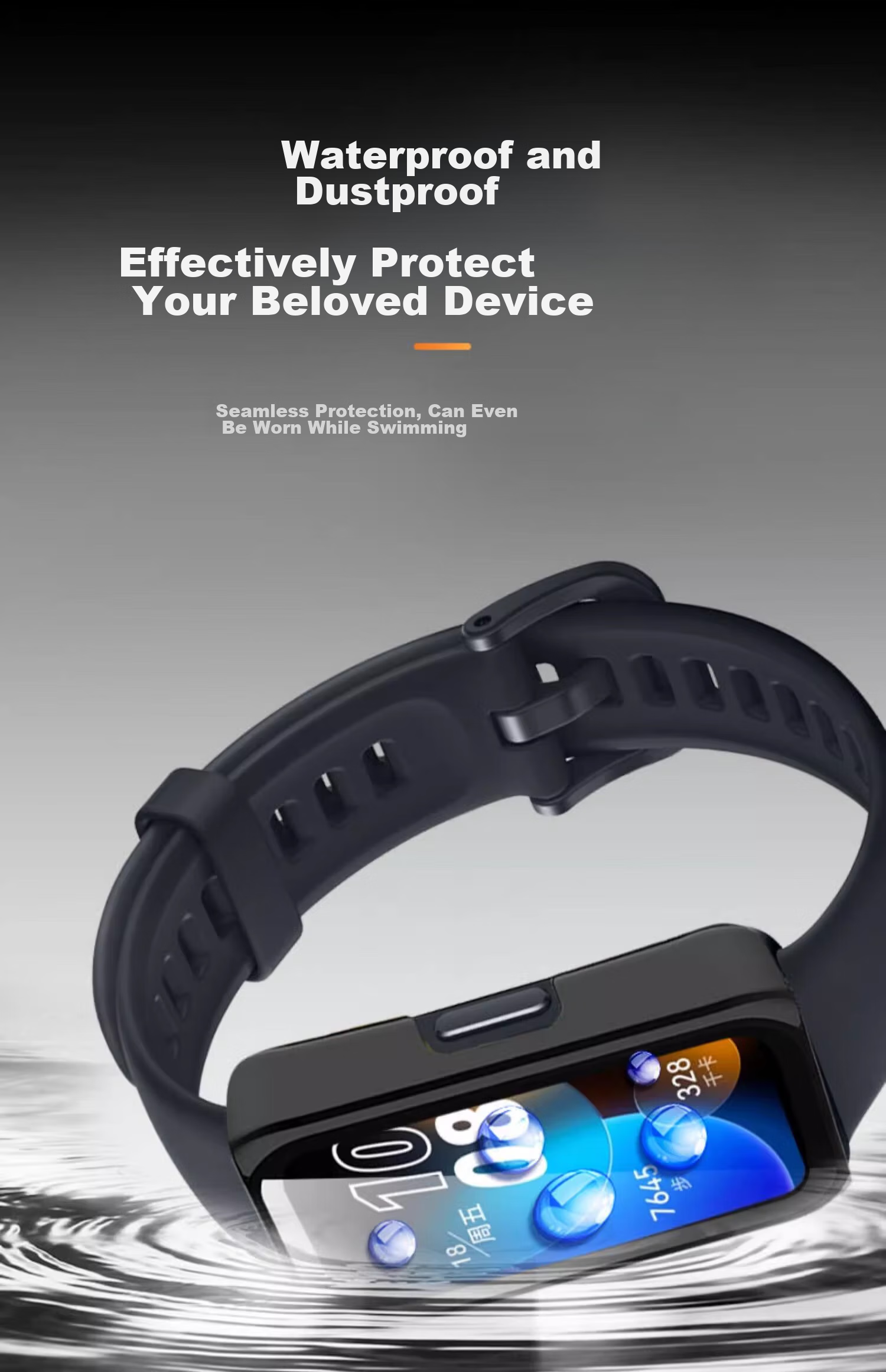 Защитный чехол Iboann для Huawei Band 9, 10, 8, прозрачный, с защитой экрана, TPU