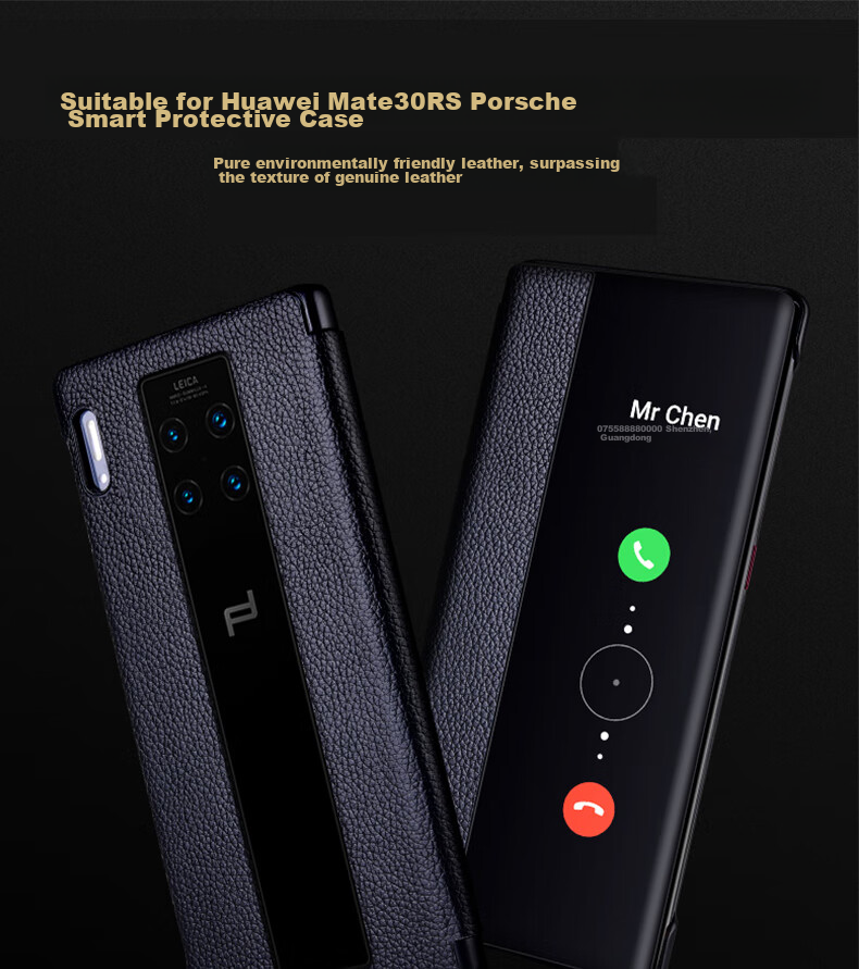 Чехол ZhengJian для Huawei Mate30 RS Porsche Design, флип-чехол с окном, противоударный, с функцией Smart Sleep, черный