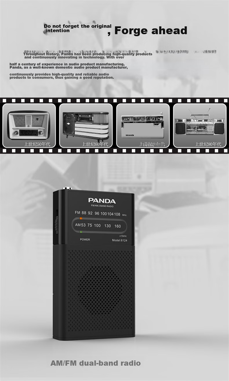 Портативное радио Panda 6124 с двумя диапазонами, карманный FM-тюнер для пожилых людей, компактный транзисторный приемник