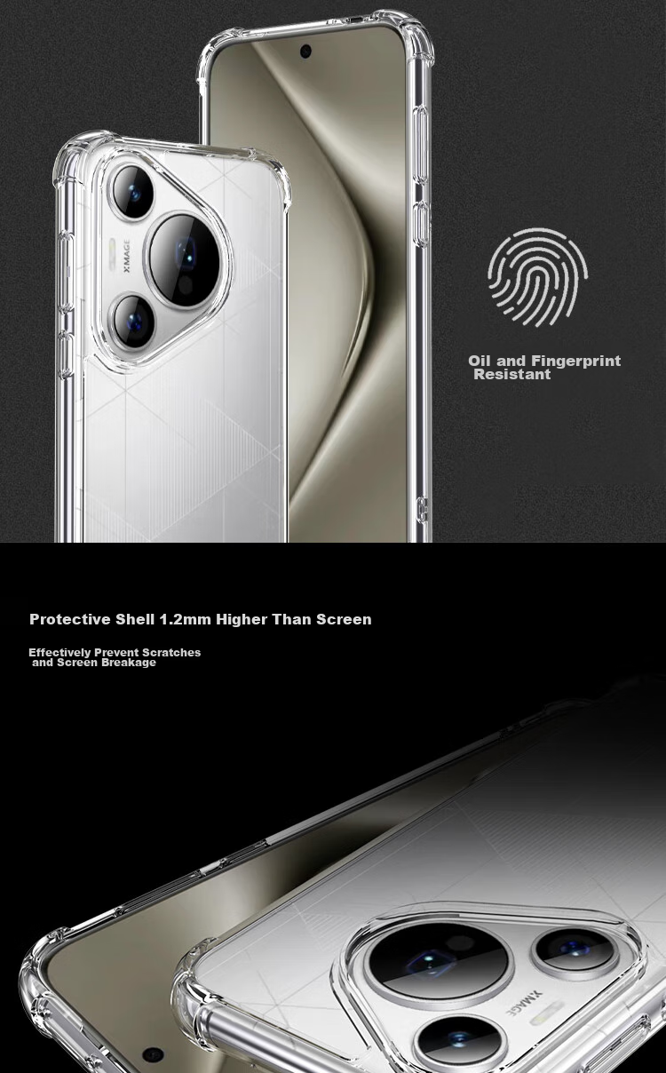 Чехол ESCASE для Huawei Pura70, защита от падений, мягкая оболочка с воздушной подушкой, двойной материал TPU + PC, высокая прозрачность
