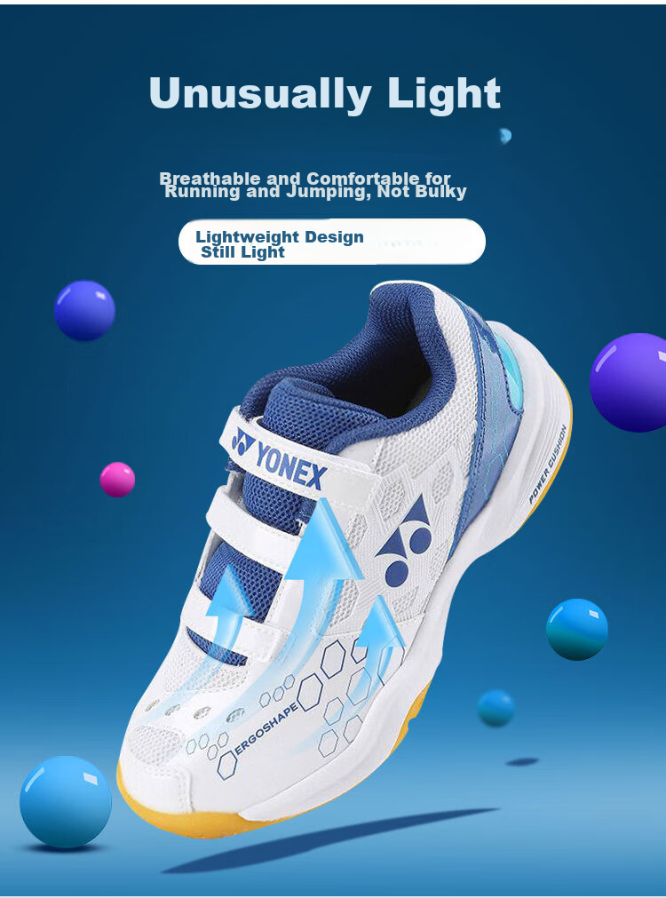 Кроссовки для бадминтона YONEX SHB101JRCR, детские, белые с синим, размер 35