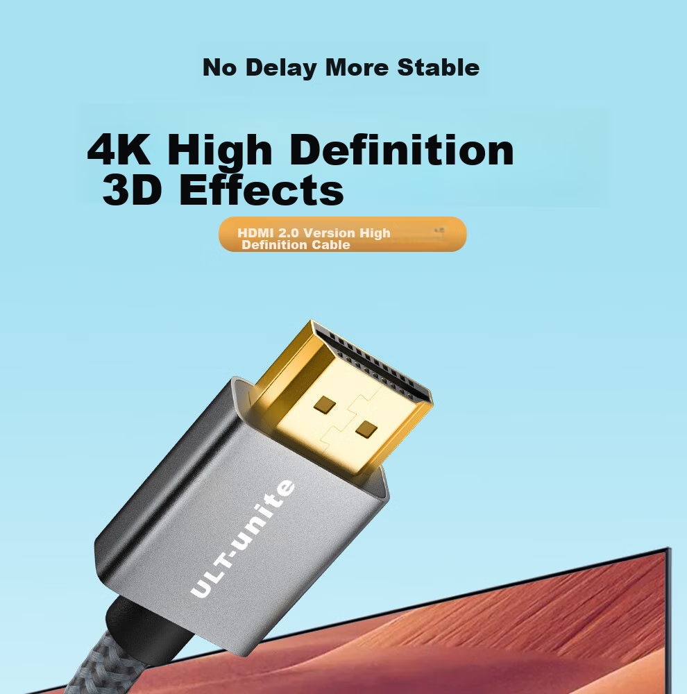 Кабель ULT-unite HDMI версии 2.0, 4K 60 Гц, 1080P 144 Гц, HD видеокабель для настольных компьютеров и ноутбуков, телевизоров, мониторов, тонкий гибкий плетеный кабель, 1 метр