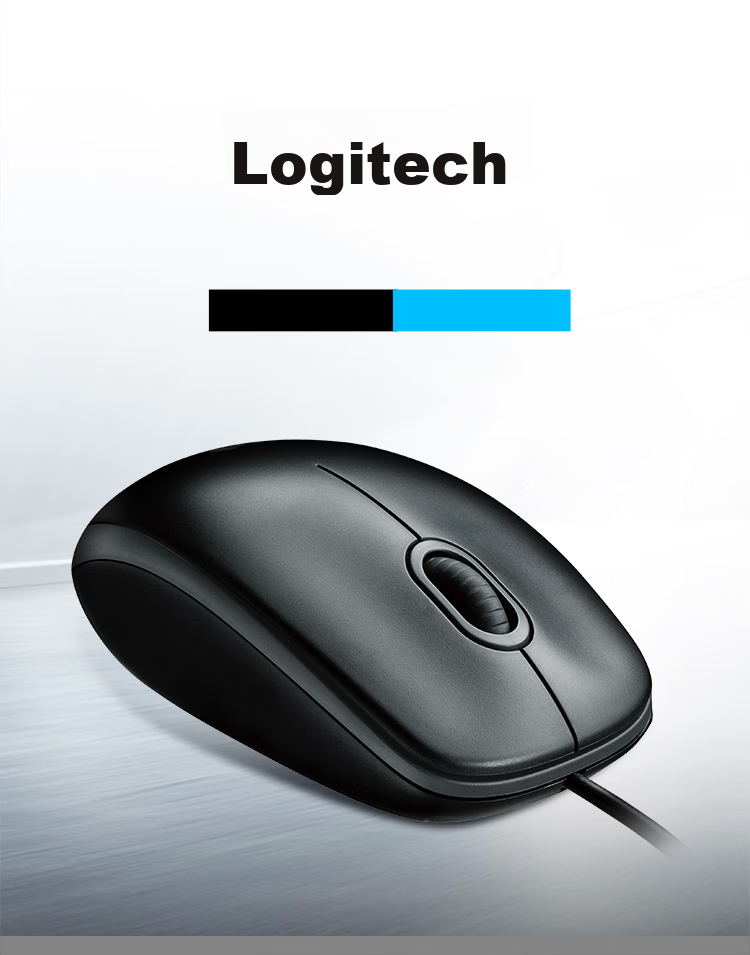Проводная мышь Logitech M100r, белая, для офиса, симметричная, для большой руки