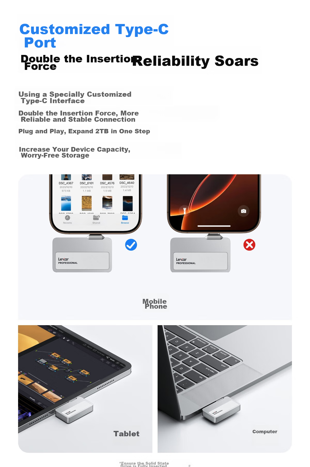 Портативный SSD-накопитель Lexar Professional GO 1 ТБ Type-C USB 3.2