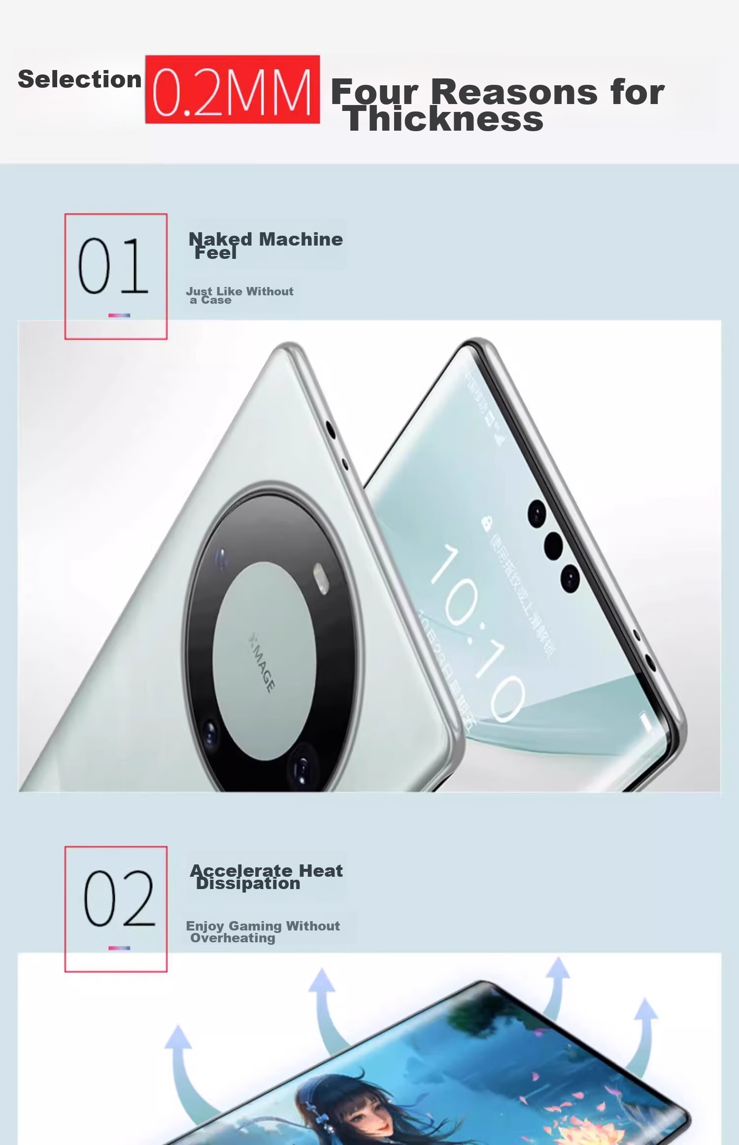 DIVI Чехол для Huawei Mate60 Pro, Ультратонкий, Матовый, Полупрозрачный, Защита от падений, Белый