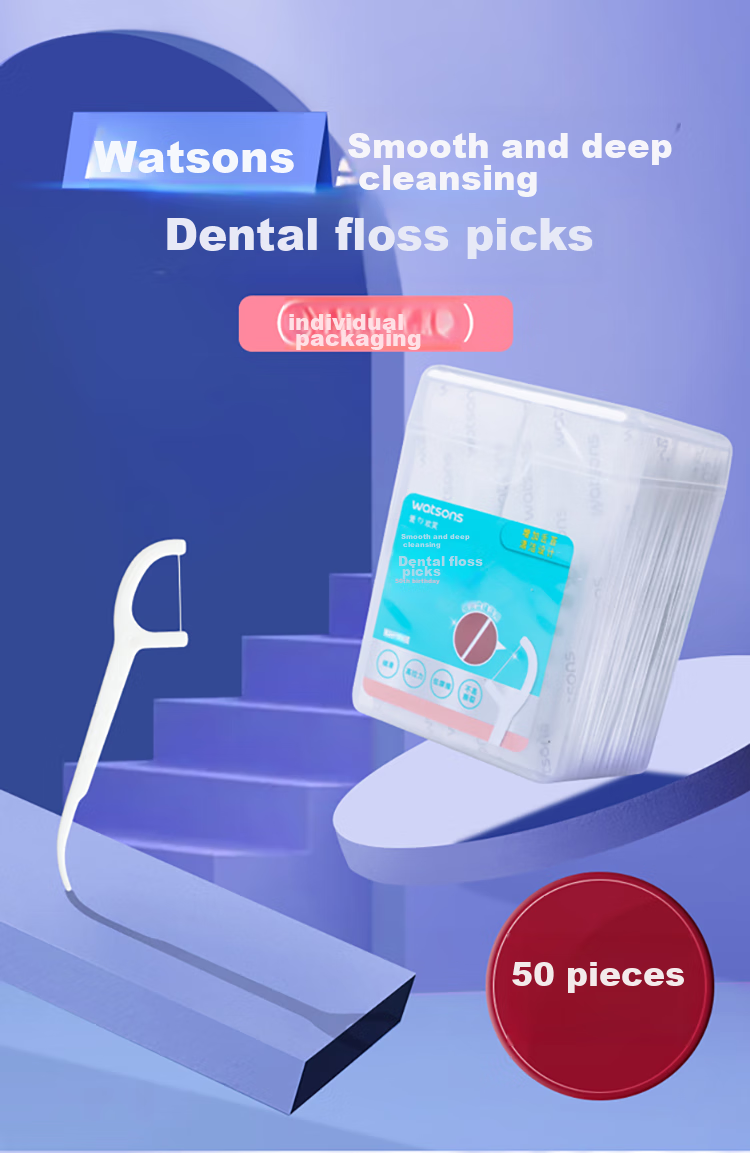 Зубная нить Watsons Fine Smooth Deep Cleaning Dental Floss Picks, 50 шт.