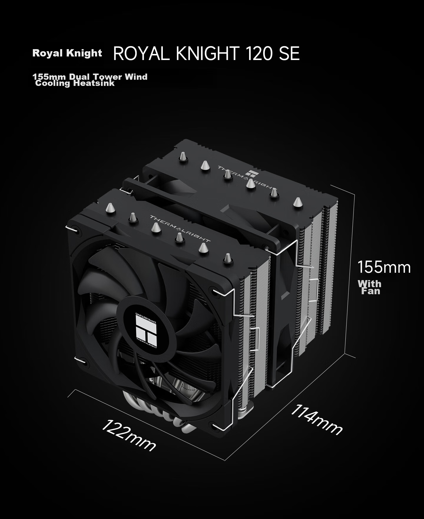 Система охлаждения Thermalright Royal Knight 120 SE, двухбашенный воздушный кулер с 6 тепловыми трубками AGHP GEN 5.0, без помех для памяти, RK120 SE