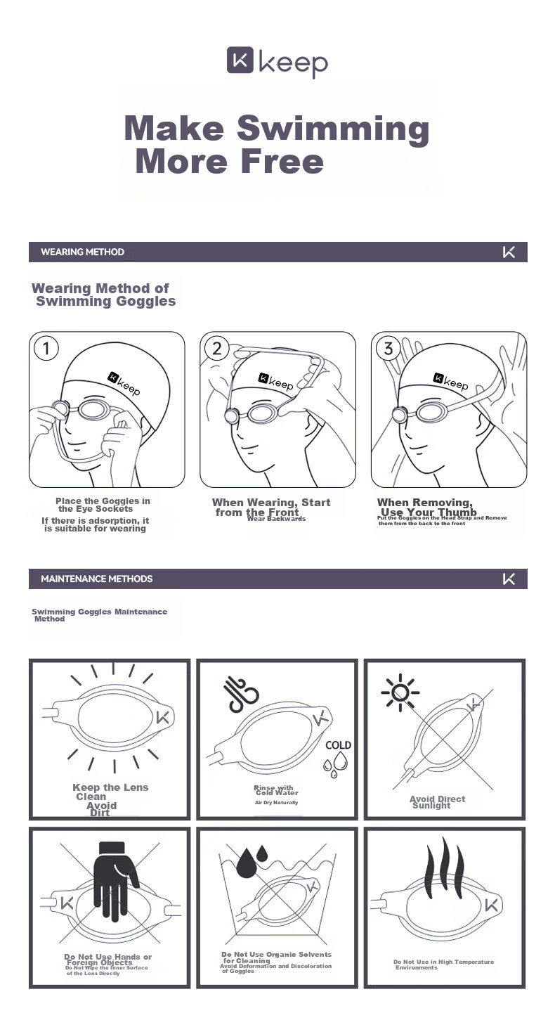 Очки для плавания Keep Swimming Goggles с антифогом, водонепроницаемые, профессиональные, для мужчин и женщин, модель 870, полуночно-синие