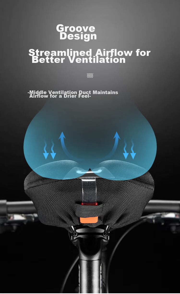 Велосипедное седло Move Iron, универсальное силиконовое, для горных и шоссейных велосипедов, с мягкой набивкой, черное с красным, версия с задним фонарем
