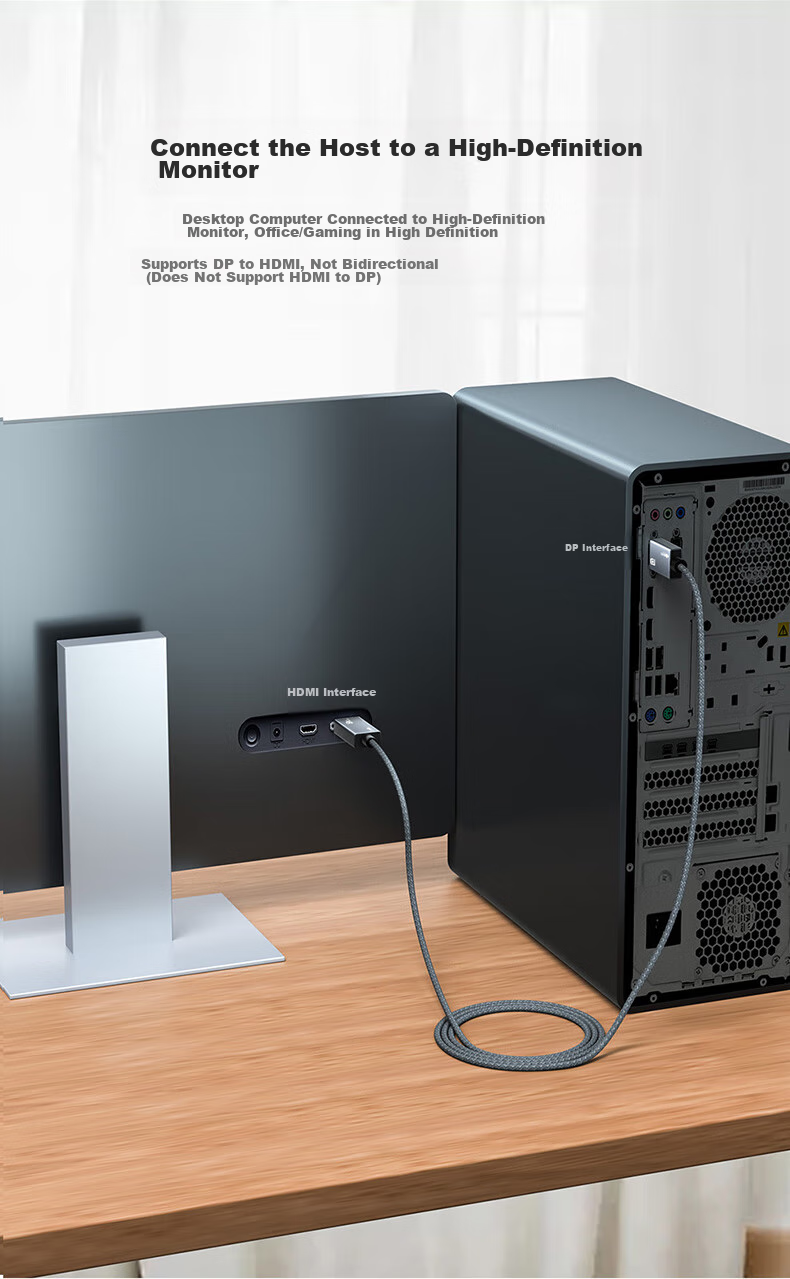 Адаптер-кабель ULT-unite DP1.4 на HDMI 2.1, 8K 60Hz, 240Hz, 2 метра, серый