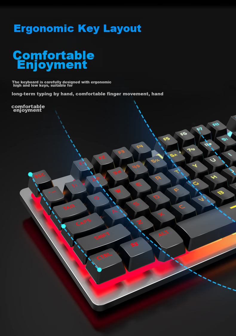 Механическая клавиатура EWEADN GX300 с подсветкой и игровой мышью, проводной набор для геймеров и офиса