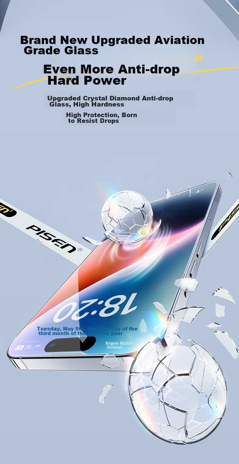 Защитное стекло PISEN для iPhone 14/13/16e, 2 шт., противоударное, антибликовое, с защитой от отпечатков пальцев, полное покрытие