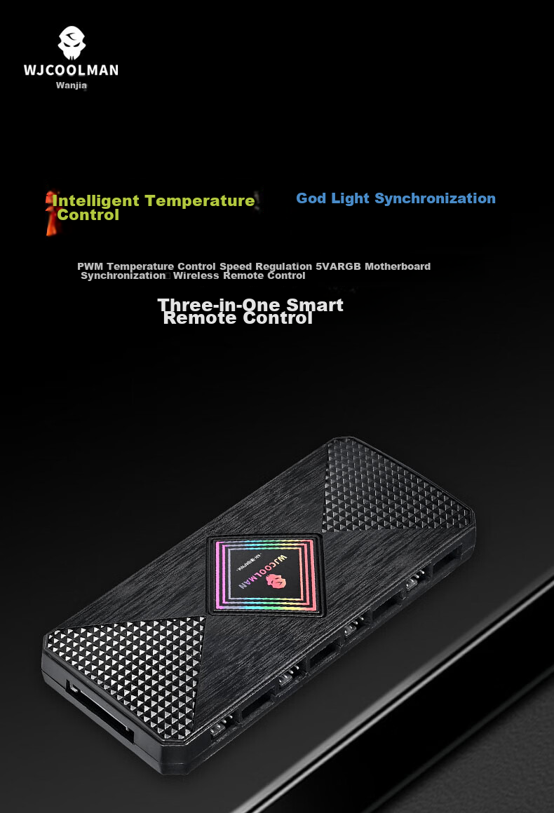 Контроллер ARGB Wanjia 5V, хаб PWM с температурным контролем, беспроводное управление, синхронизация RGB, магнитное крепление, 8 портов