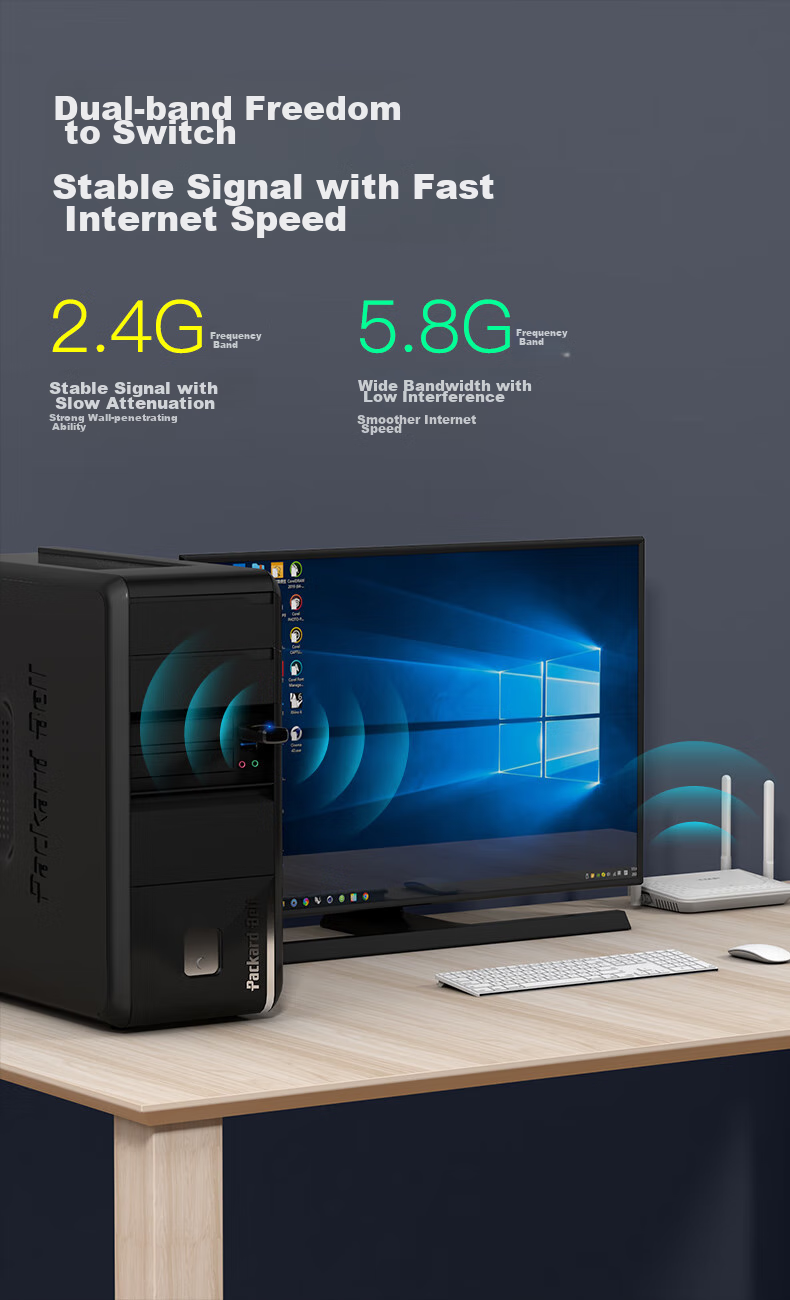 Wi-Fi 6 адаптер EDUP AX900, двухдиапазонный 5G Bluetooth 5.3, беспроводной сетевой адаптер для настольных ПК и ноутбуков, USB, Win10/11, EP-AX910S