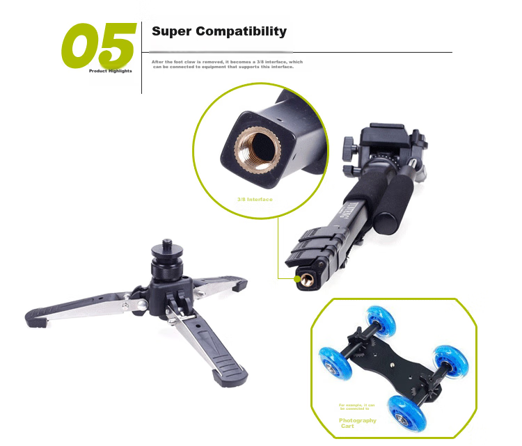 YUNTENG Monopod 038 Professional Photography And Videography Monopod, Hydraulic Head Single-Legged Tripod, DSLR Camera DV Camcorder Selfie Stand with Support Foot Pad Monopod