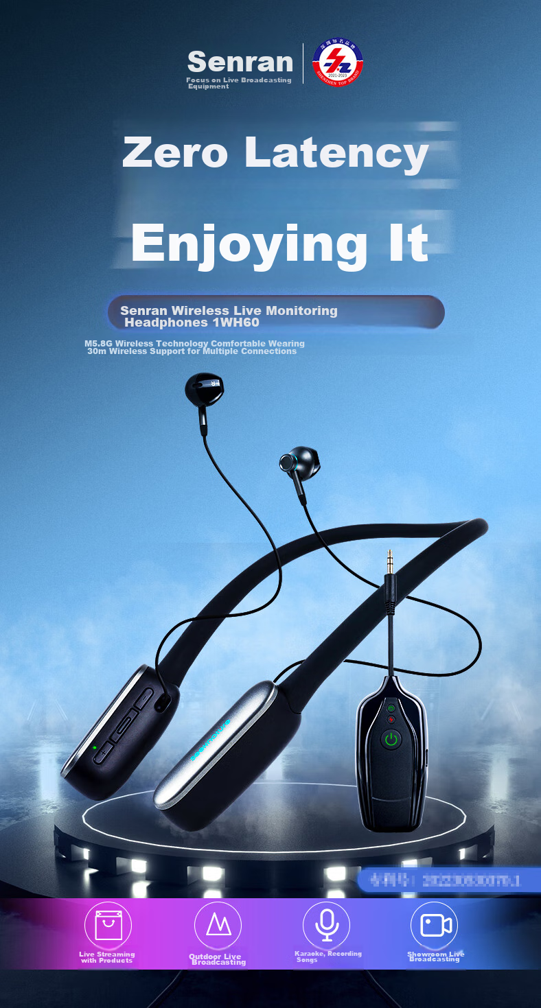 Seeknature WH60 Dual Wireless Monitoring Headset, наушники для прямой трансляции, Bluetooth-наушники для стримеров, наушники для выступлений на открытом воздухе, игровая стереогарнитура с шейным ободком