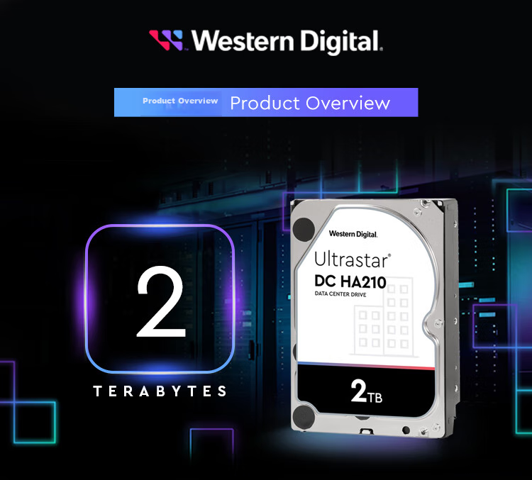 Жесткий диск Western Digital Ultrastar DC HA210 HUS722T2TALA604, 2 ТБ, 7200 об/мин, 128 МБ кэш, SATA III