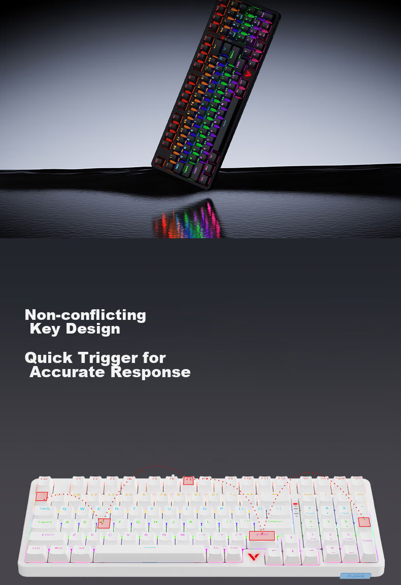 Механическая клавиатура Rapoo V500PRO-98, проводная, RGB подсветка, черная
