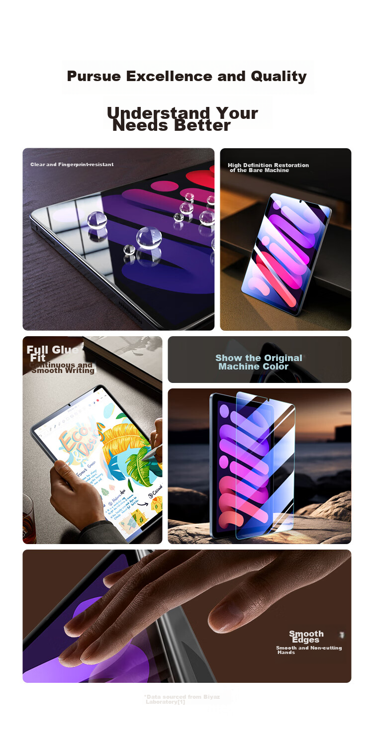 Защитное стекло BIAZE для Apple iPad Mini 7/6 8.3 дюйма, ультратонкое, HD, полное покрытие, защита от царапин