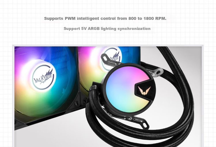 Система охлаждения процессора VALKYRIE A360 VK, универсальная, с ARGB подсветкой