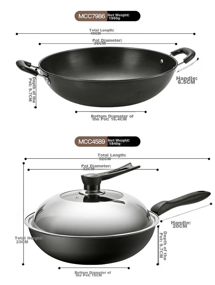 Сковорода MAXCOOK Wok, чугунная, 30 см, без покрытия, с крышкой, для газовых и индукционных плит