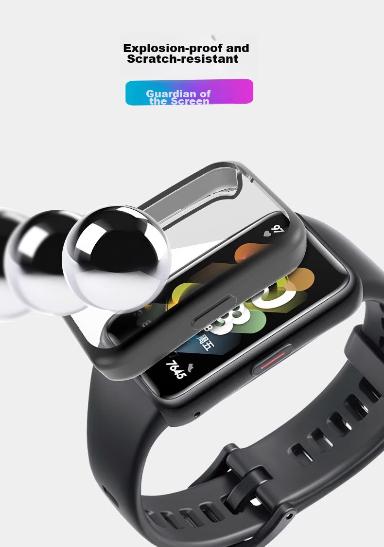 Защитный чехол Iboann для Huawei Band 9, 10, 8, прозрачный, с защитой экрана, TPU