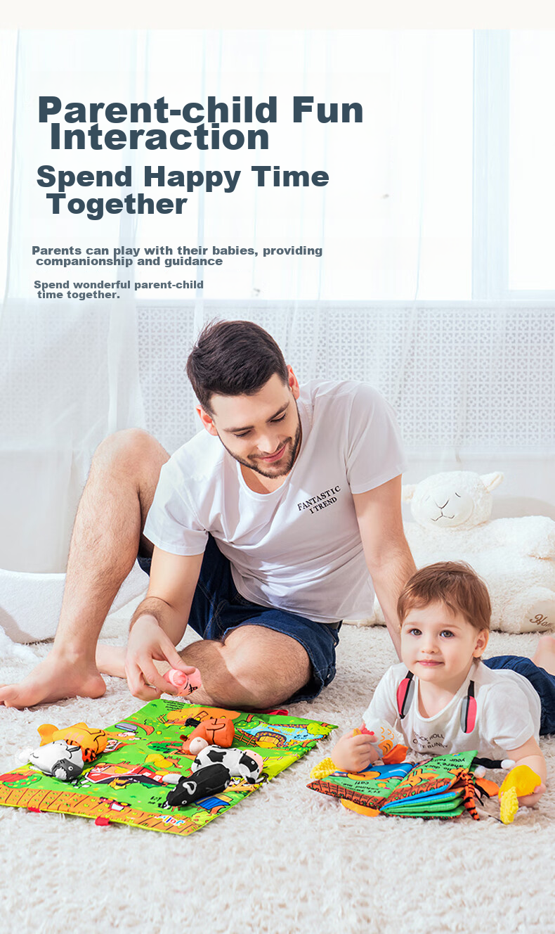 Развивающая 3D книжка-игрушка Jollybaby для малышей от 0 до 1 года, интерактивная, с сенсорными элементами и подвесками, подарочный набор