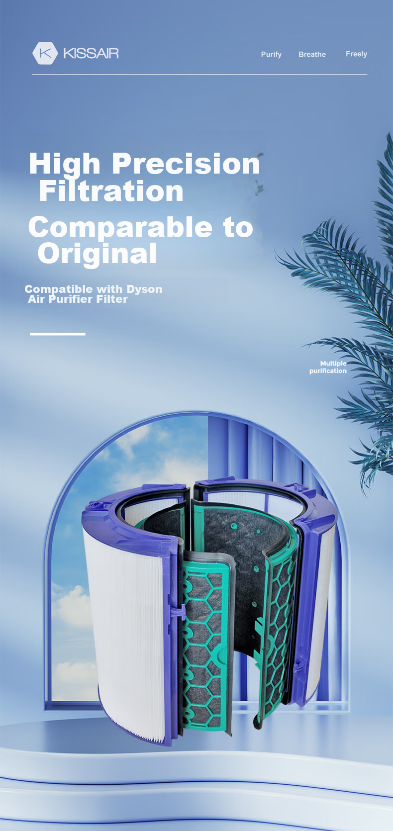 Фильтр KISSAIR для очистителя воздуха Dyson TP/HP/DP04/05/06/09, комплект из 4 предметов