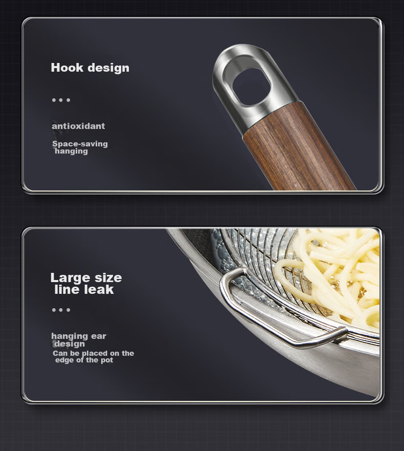 COOKER KING 304 Нержавеющая сталь Душшлаг, Половник, Дуршлаг, Большая ложка для хот-пота, Ложка для жарки во фритюре, Жаропрочная ручка, Средний размер