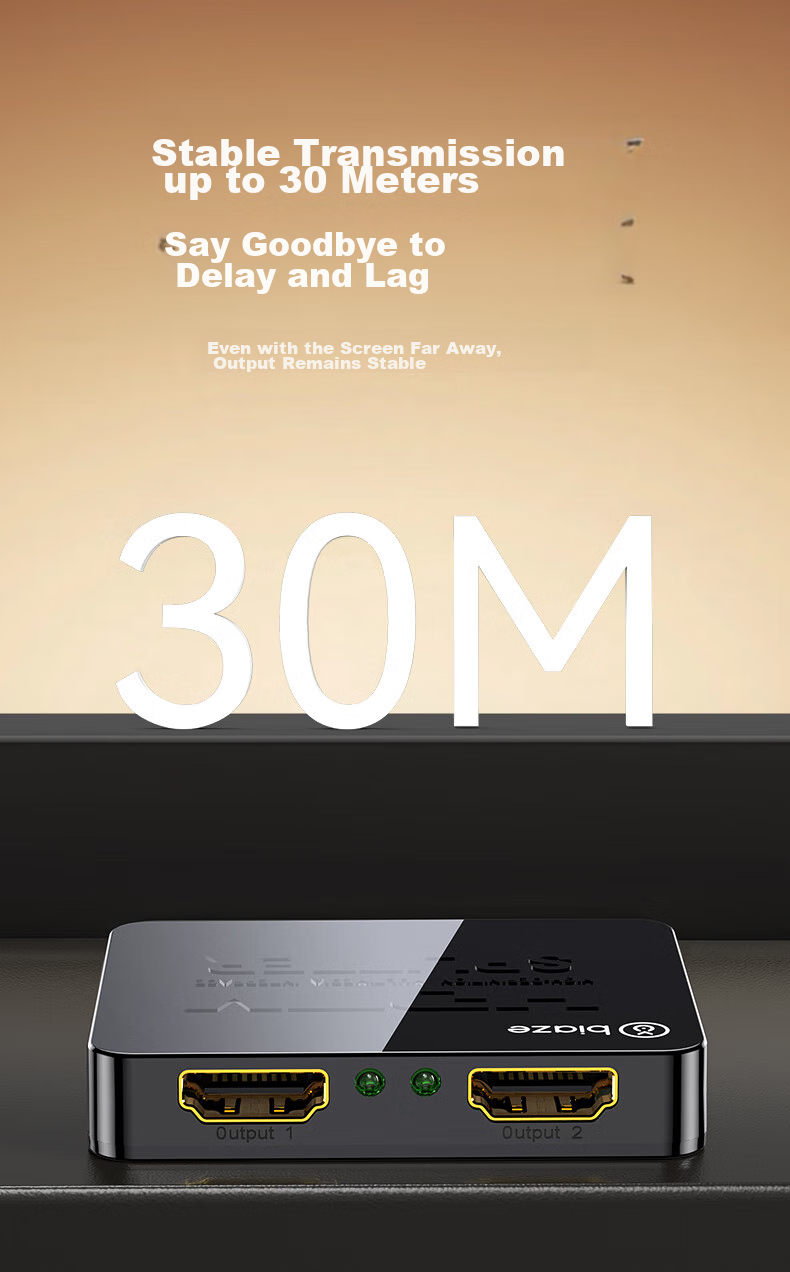 HDMI-разветвитель BIAZE 4K HD, один вход, два выхода, для ноутбука, телевизора, монитора, проектора, зеркальное отображение экрана