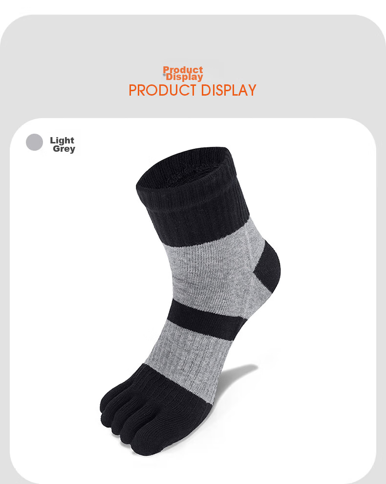 Носки TFO Competition-Grade Five-Toe Outdoor Socks, дышащие носки для хайкинга, носки для скалолазания, мужские, светло-серые