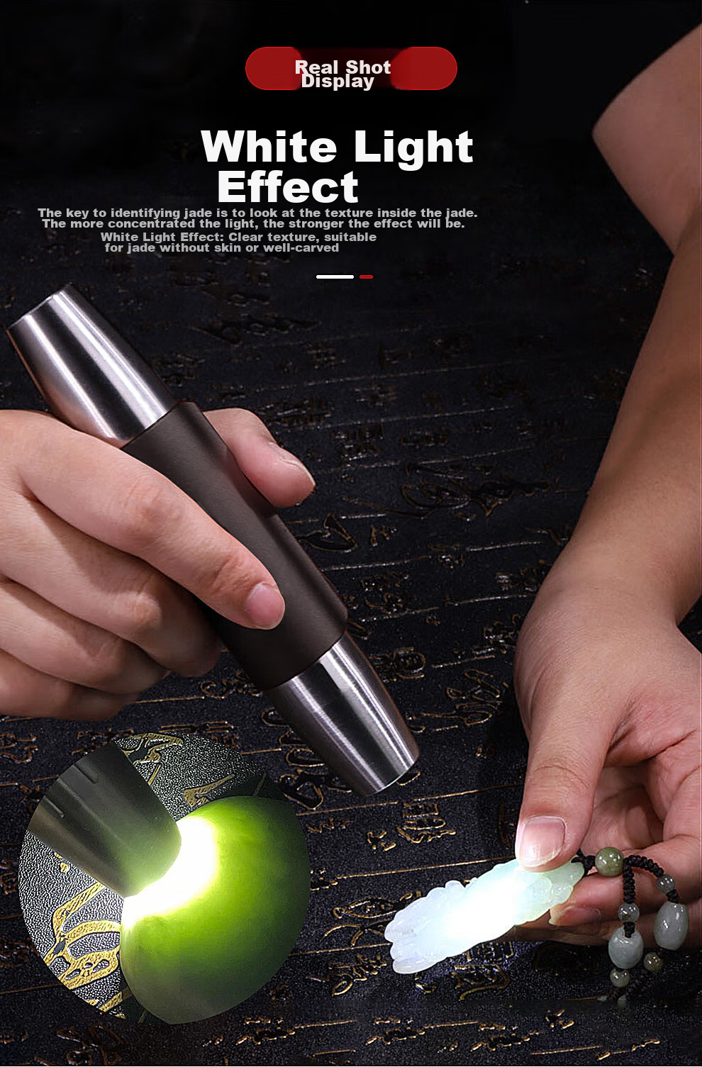 Фонарик MOTIE Jade Flashlight для аутентификации нефрита, мощный УФ-свет для просмотра изделий из нефрита и ювелирных изделий, профессиональный детектор для антиквариата, S72 с четырьмя источниками света 365
