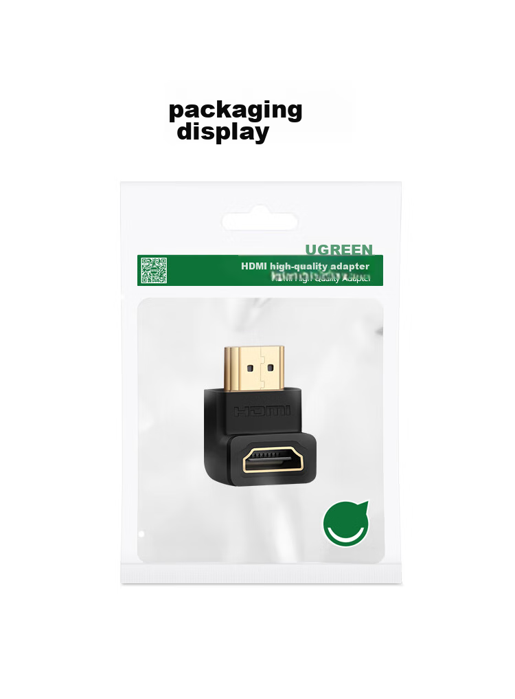 Переходник UGREEN HDMI Male to Female, L-образный, 90 градусов, угловой, для подключения компьютера и ТВ, 20109