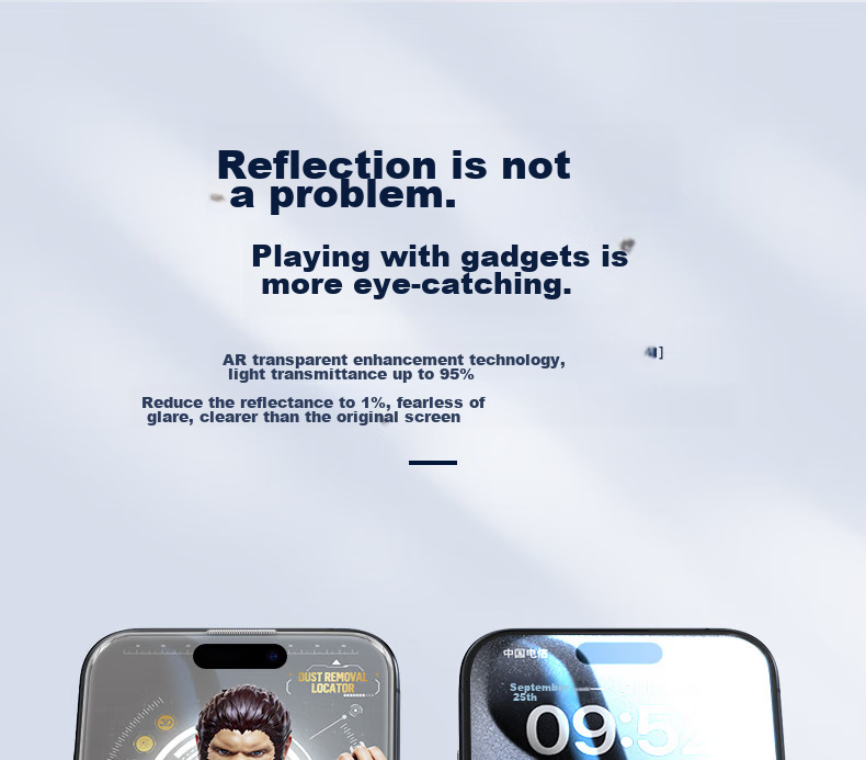 Защитное стекло BLUEO для iPhone 15 Pro Max, с AR-покрытием, защита от отпечатков пальцев и бликов