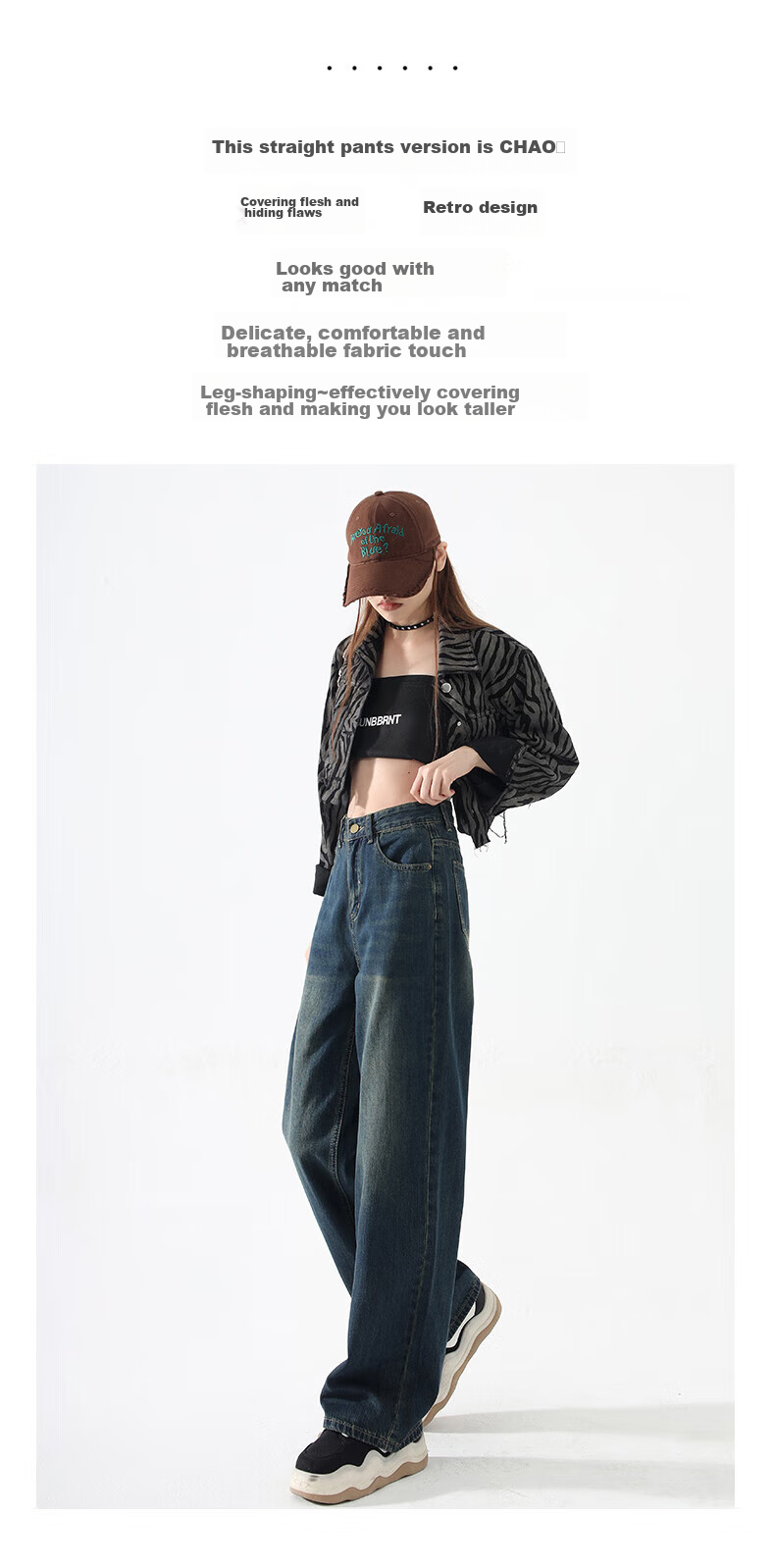 Женские джинсы Jeanswest, винтажный стиль, свободные, прямые, с высокой талией, длиной до пола, ностальгический синий, размер 2XL