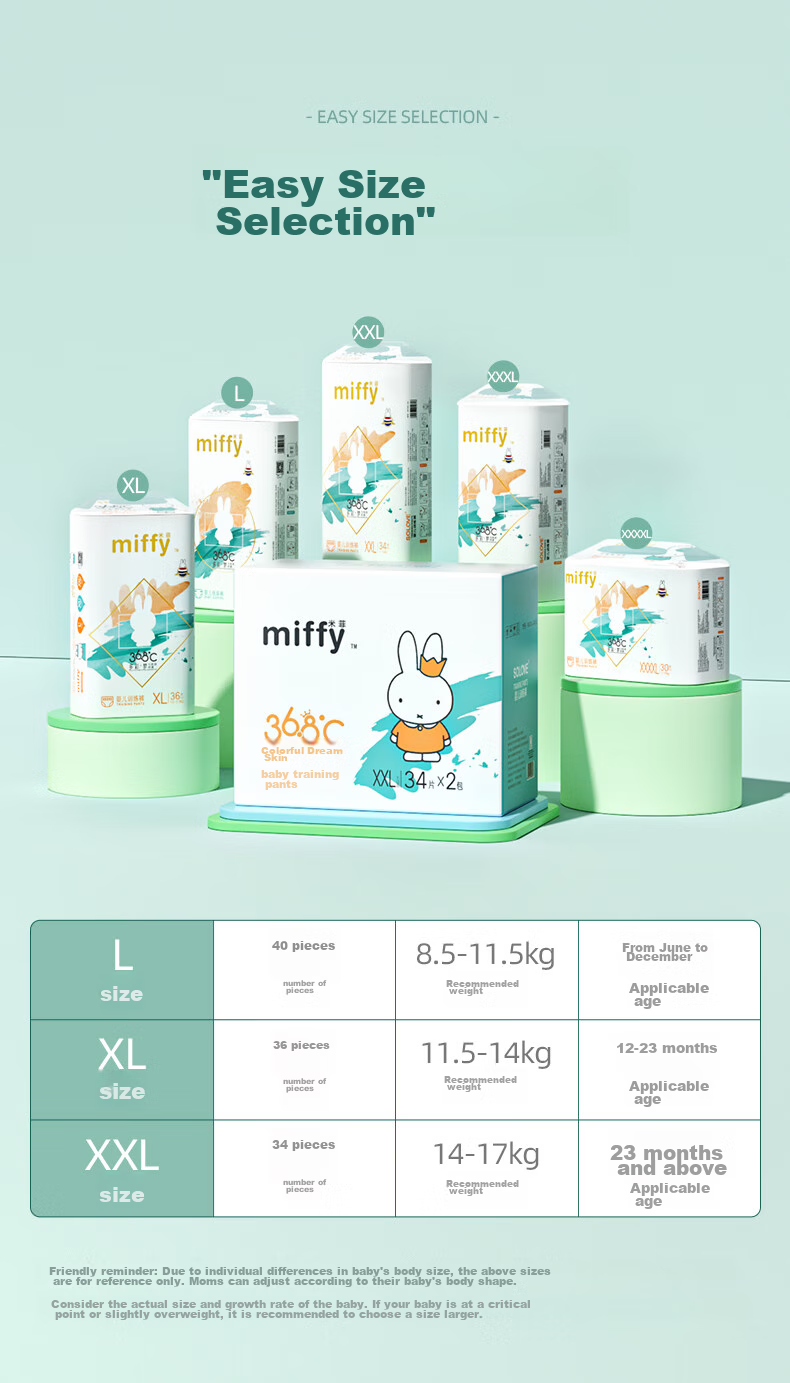 Подгузники-трусики Solove Miffy Colorful Pull-Up Diapers, размер L, 80 шт. (9-14 кг), дышащие, в коробке