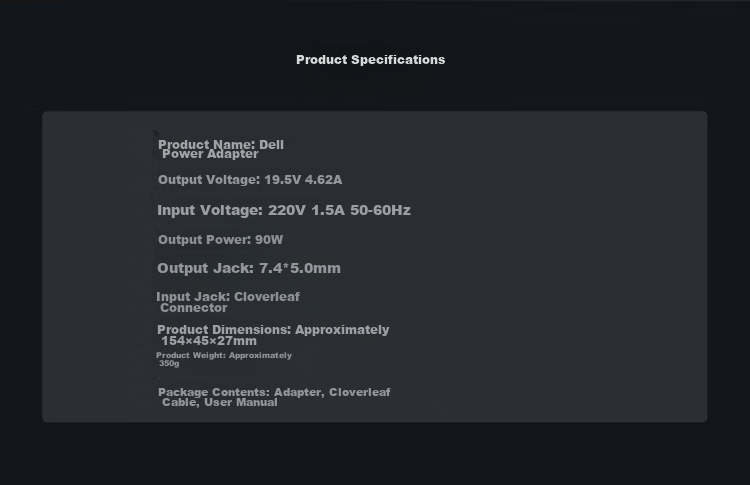 Зарядное устройство для ноутбука Dell Youpin 90W, 19.5V 4.62A, с портом 7.4 мм